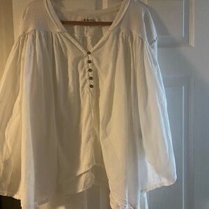 We The Free White Boho Tunic with Button Placket